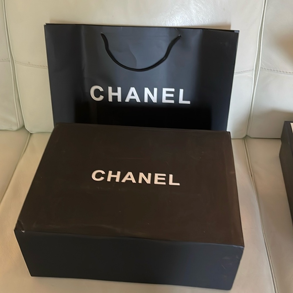 Chanel box and shopping bag